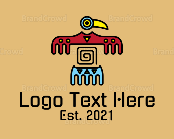 Aztec Bird Cave Drawing Logo