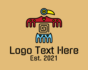 Cave - Aztec Bird Cave Drawing logo design