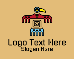 Aztec Bird Cave Drawing Logo