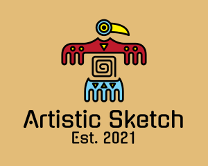 Drawing - Aztec Bird Cave Drawing logo design
