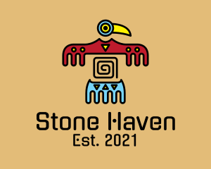 Cave - Aztec Bird Cave Drawing logo design