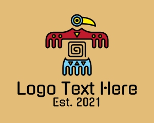 Bird - Aztec Bird Cave Drawing logo design