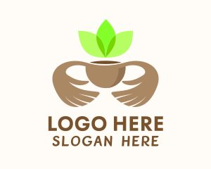 Latte - Green Tea Hands logo design