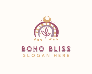 Crescent Boho Rainbow logo design