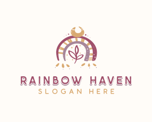 Crescent Boho Rainbow logo design