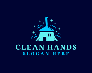 Cleaning Broom Sanitation logo design