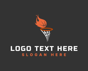 Basketball Ball - Flaming Basketball Hoop logo design