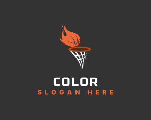 Flaming Basketball Hoop Logo