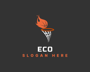 Flaming Basketball Hoop Logo