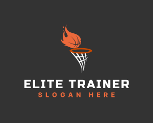 Flaming Basketball Hoop logo design