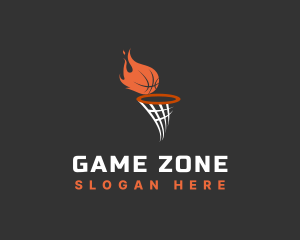 Flaming Basketball Hoop logo design