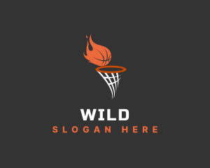 Ball - Flaming Basketball Hoop logo design