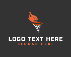 Flaming Basketball Hoop Logo