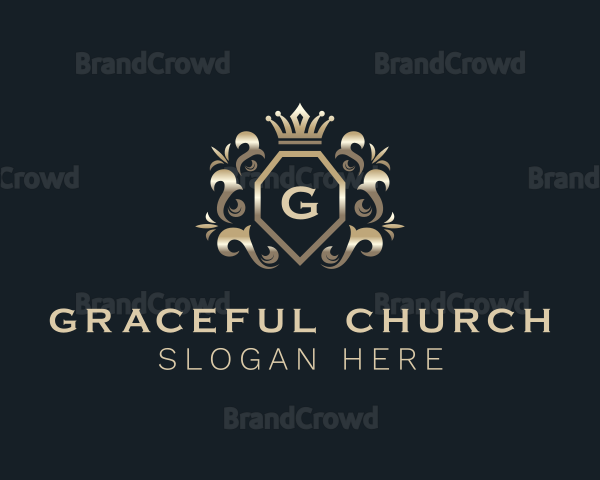 Metallic Crown Shield Logo