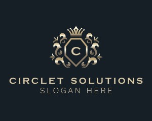 Circlet - Metallic Crown Shield logo design