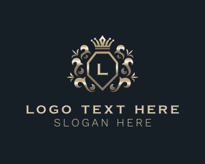 Sovereign - Metallic Crown Shield logo design