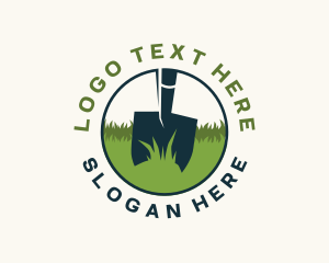 Farmer - Grass Lawn Shovel logo design