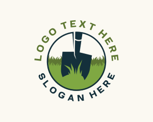 Soil - Grass Lawn Shovel logo design