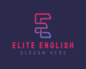 Gradient Cyber Letter E logo design