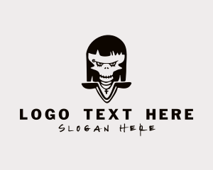 Goatee - Skull Punk Woman logo design