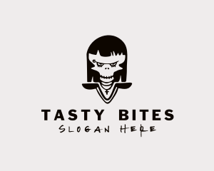 Skate Shop - Skull Punk Woman logo design