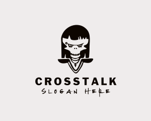 Skate Shop - Skull Punk Woman logo design