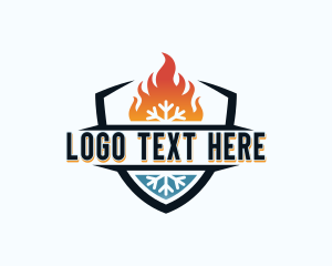 Ventilation - Fire Snowflake Shield logo design