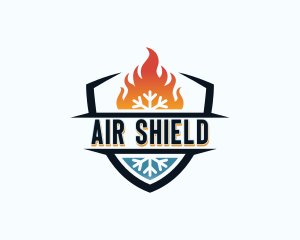 Fire Snowflake Shield logo design