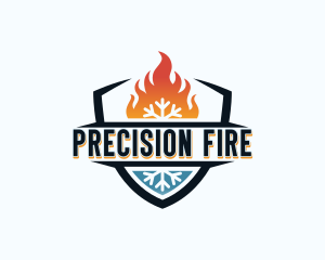 Fire Snowflake Shield logo design