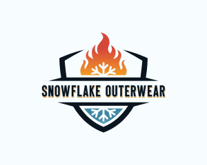 Fire Snowflake Shield logo design