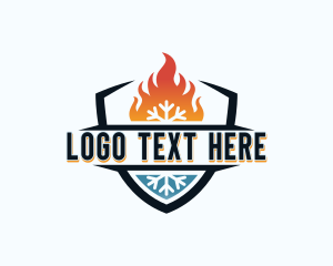 Flame - Fire Snowflake Shield logo design