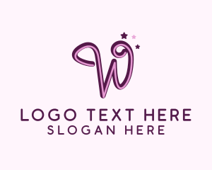 Pink Star - Star Letter W logo design