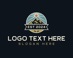 Hiker - Travel Mountain Summit logo design