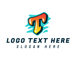 Typography - Funky Graffiti Letter T logo design