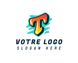 Vlogger - Funky Graffiti Letter T logo design