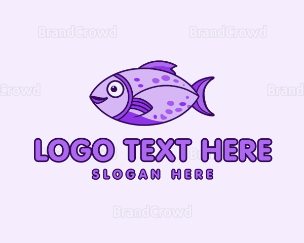 Purple Cartoon Kids Fish Logo