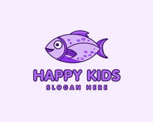 Purple Cartoon Kids Fish logo design