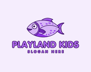 Purple Cartoon Kids Fish logo design