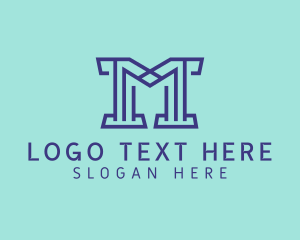 Blue - Generic Outline Letter M Company logo design