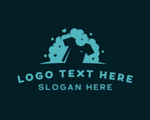 Laundromat - T shirt Cleaning Laundry logo design