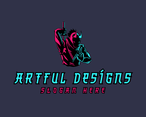 Neon Ninja Sword logo design