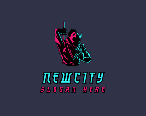 Neon Ninja Sword logo design