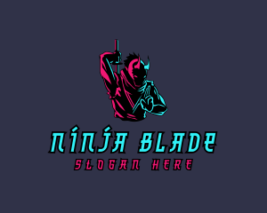 Neon Ninja Sword logo design