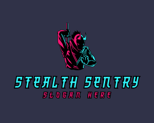 Neon Ninja Sword logo design