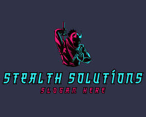 Stealth - Neon Ninja Sword logo design