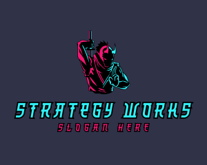 Neon Ninja Sword logo design