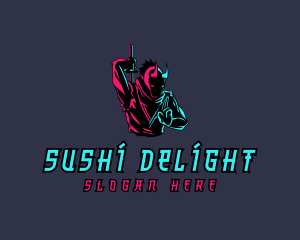 Neon Ninja Sword logo design