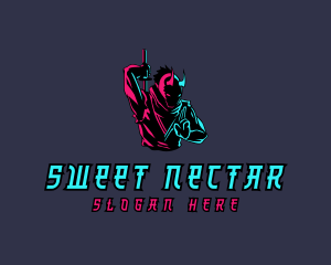 Neon Ninja Sword logo design