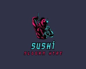 Neon Ninja Sword logo design