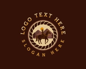 Badge - Female Cowboy Horse logo design